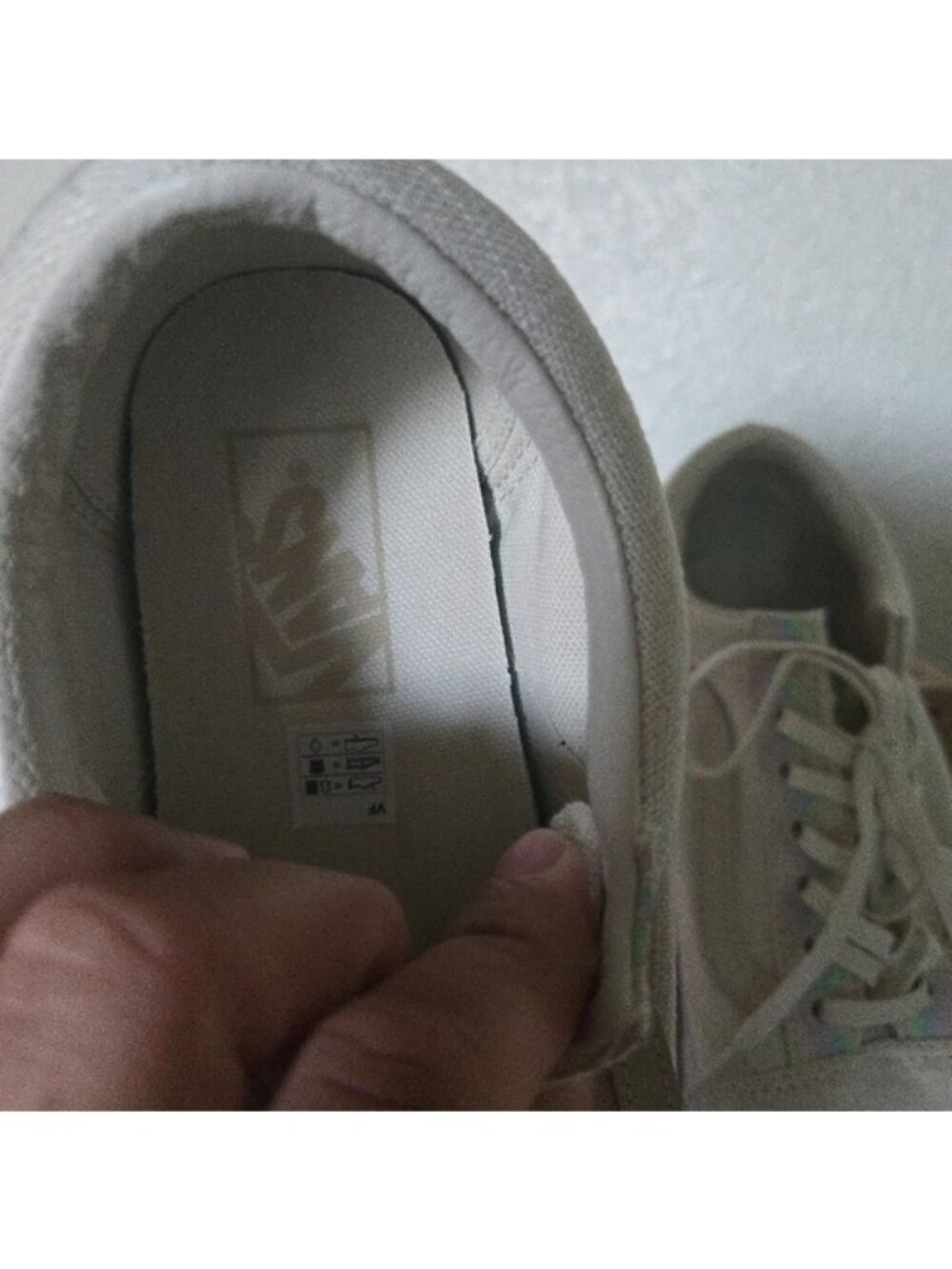 Vans Classic Old Skool Hemp Linen Women 9.5 Off White Textured Shoes New 0826 - Picture 4 of 8